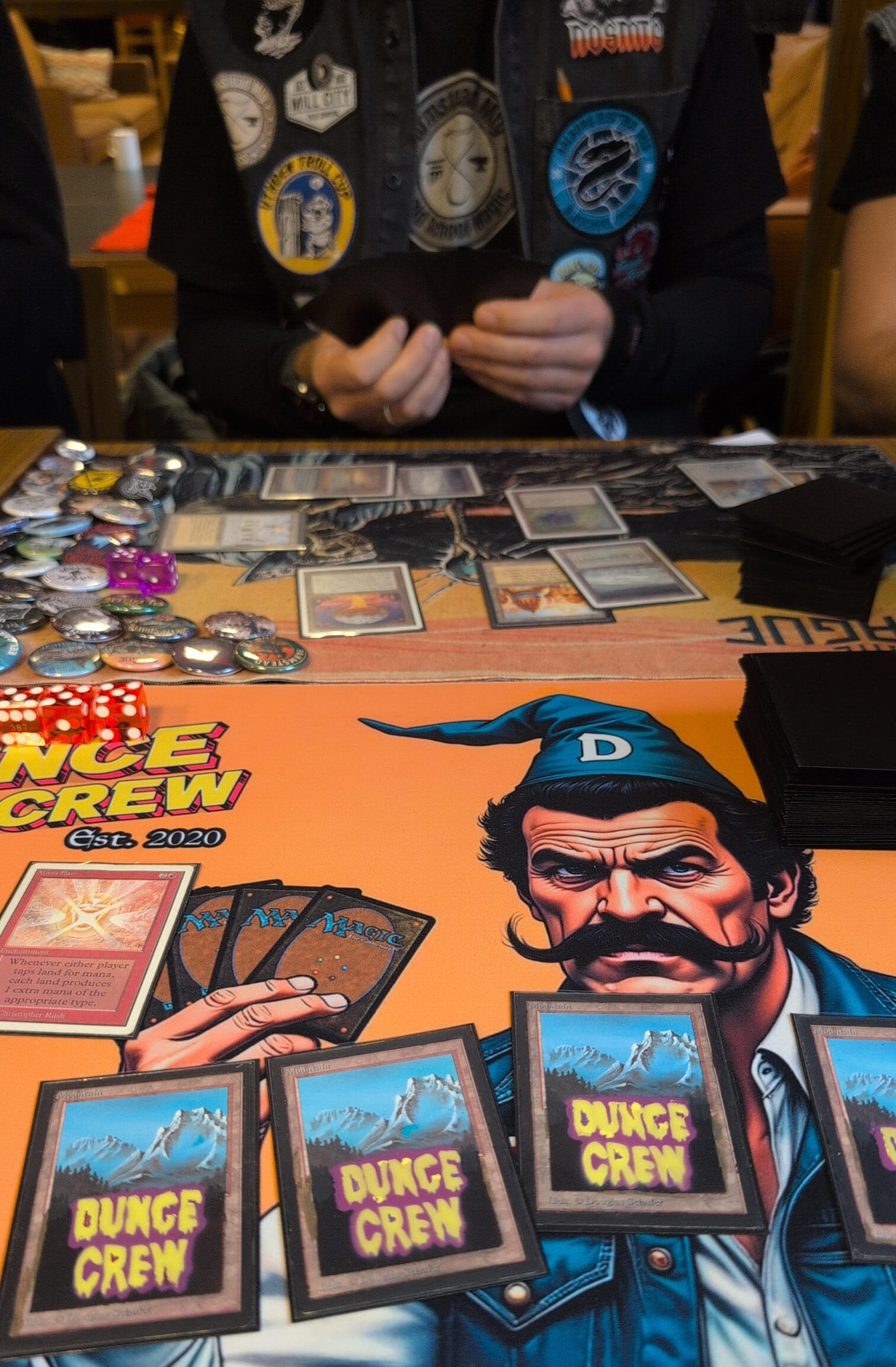 Daniels Board State with altered mountains and Dunce Crew playmat