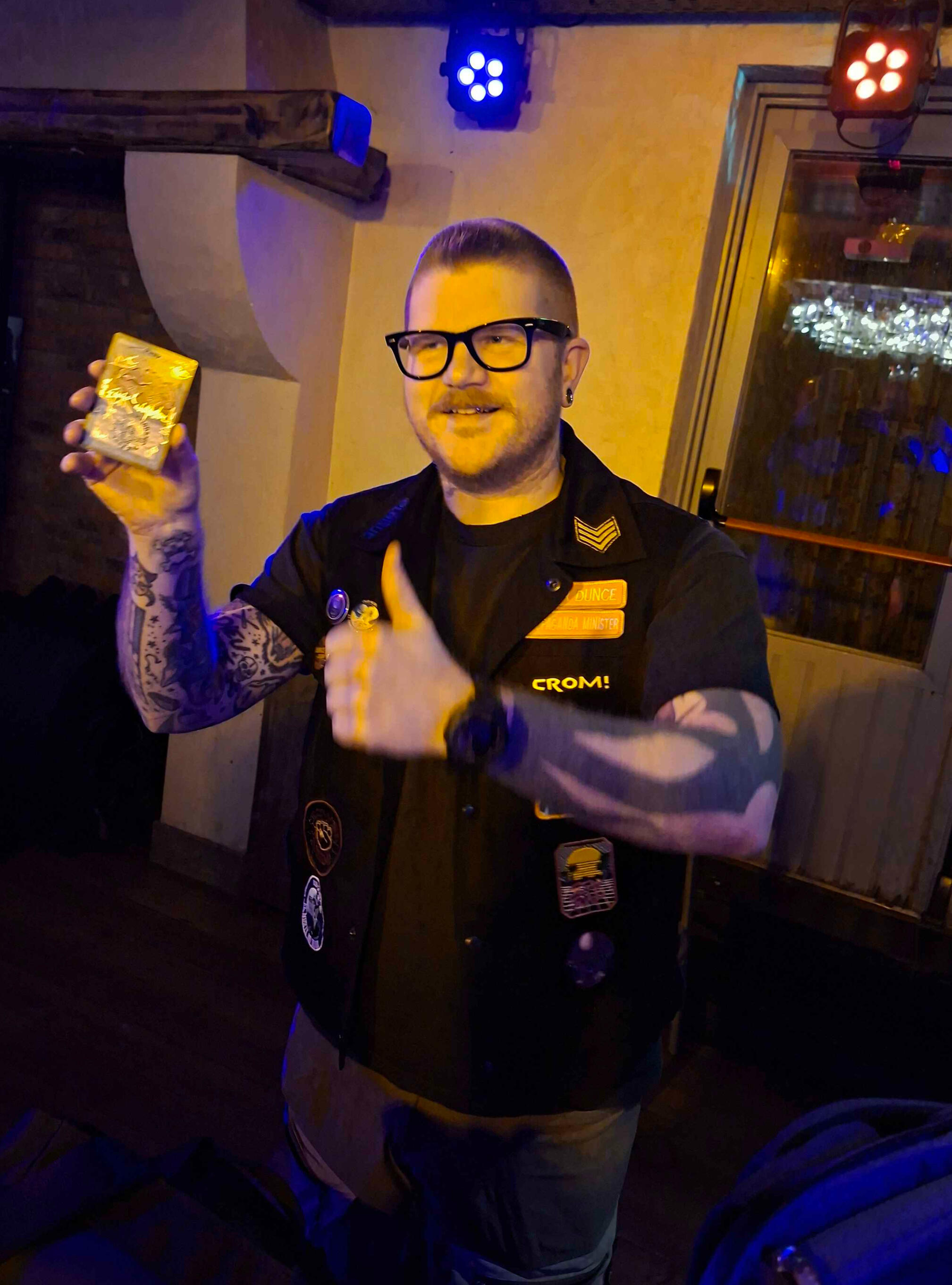 Signs stating: "Democratic Dance, smoking forbidden."