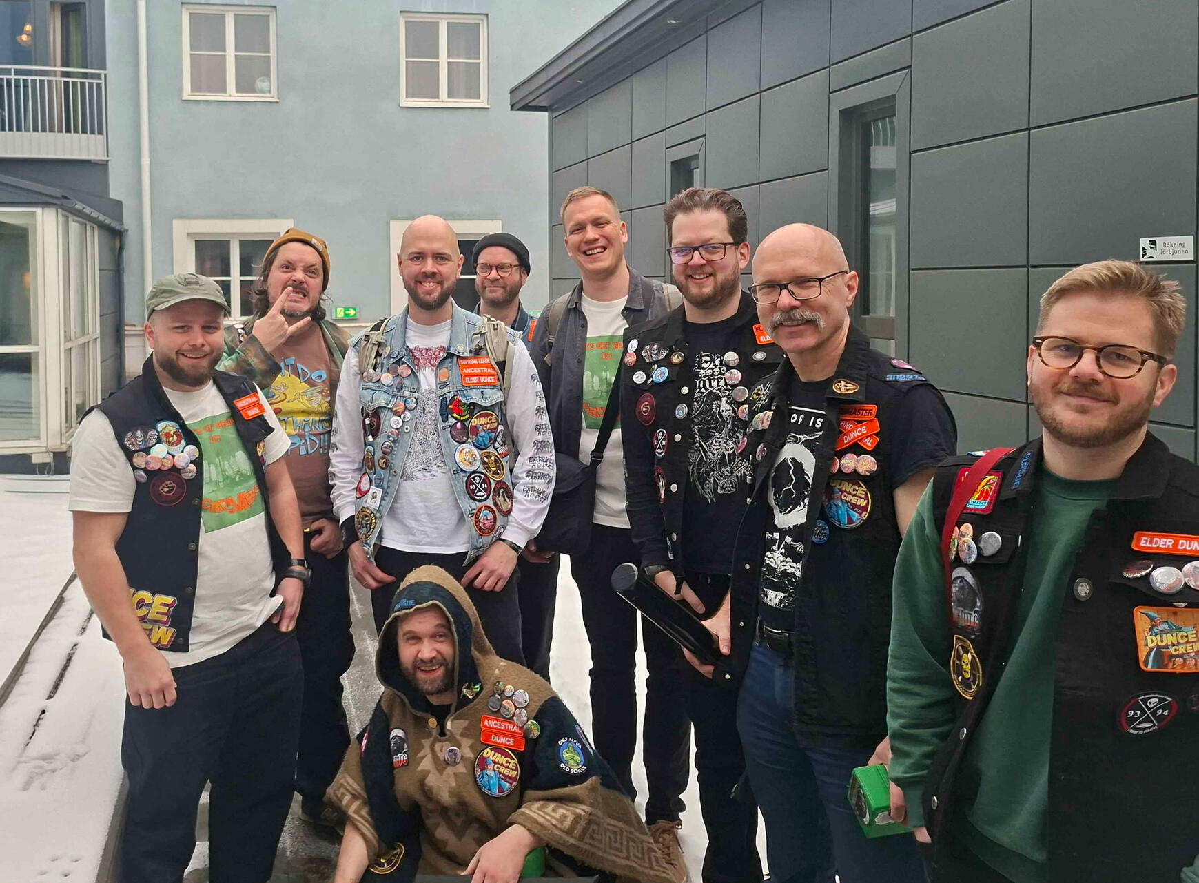 Signs stating: "Democratic Dance, smoking forbidden."